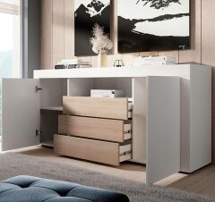 Modern Çekmeceli Konsol ve Şık Depolama Ünitesi | Salon, Oturma Odası ve Yatak Odası İçin Geniş Saklama Alanı Sunan Minimalist Tasarım Mat Beyaz- Sonomo