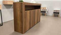 LED Aydınlatmalı 3 Kapaklı Ceviz Renk Modern Konsol Büfe | Geniş Depolama Alanlı Şık Salon Dolabı