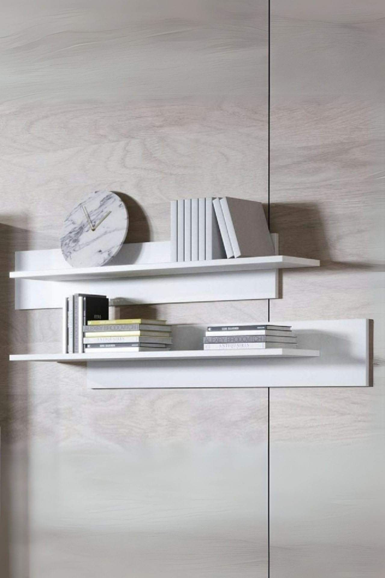 Duvar Rafı Kitaplık | Minimal Beyaz Raf Tasarımı | Salon ve Ofis İçin Şık 2'li Raf Seti Mat Beyaz