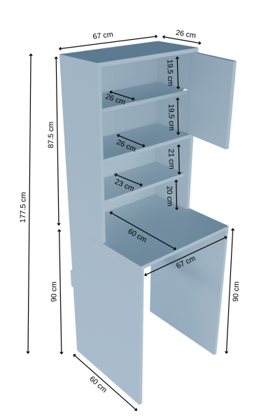 Çamaşır Makinesi Üstü Çok Amaçlı Banyo Dolabı | Raflı, Kapaklı, Pratik Depolama Ünitesi Beyaz