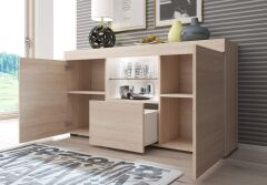 Led Aydınlatmalı Modern Konsol | Cam Raflı Şık Tasarım | Salon ve Yemek Odası İçin Çok Gözlü Depolama Büfesi Sonomo