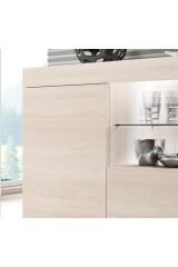 Led Aydınlatmalı Modern Konsol | Cam Raflı Şık Tasarım | Salon ve Yemek Odası İçin Çok Gözlü Depolama Büfesi Sonomo