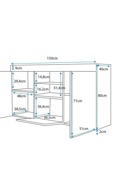 Led Aydınlatmalı Modern Konsol | Cam Raflı Kapaklı Şık Tasarım | Salon ve Yemek Odası İçin Dekoratif Depolama Dolabı s