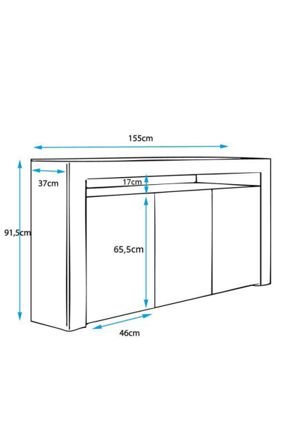 Led Aydınlatmalı Modern Konsol | Kapaklı Çok Gözlü Depolama Ünitesi | Salon ve Yemek Odası İçin Şık Büfe Tasarımı Siyah Beyaz Mat