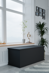 Çeyiz Sandığı Çok Amaçlı Saklama Kutusu Salon Antre Mobilyası Oyuncak Organizer Sandık 125x40 cm Siyah