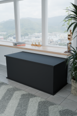 Çeyiz Sandığı Çok Amaçlı Saklama Kutusu Salon Antre Mobilyası Oyuncak Organizer Sandık 125x40 cm Siyah