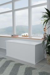 Çeyiz Sandığı Çok Amaçlı Saklama Kutusu Salon Antre Mobilyası Oyuncak Organizer Sandık 125x40 cm Beyaz