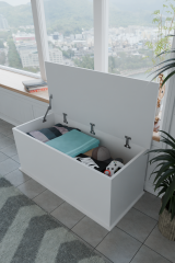 Çeyiz Sandığı Çok Amaçlı Saklama Kutusu Salon Antre Mobilyası Oyuncak Organizer Sandık 125x40 cm Beyaz