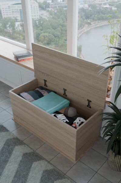 Çeyiz Sandığı Çok Amaçlı Saklama Kutusu Salon Antre Mobilyası Oyuncak Organizer Sandık 125x40 cm Sonomo