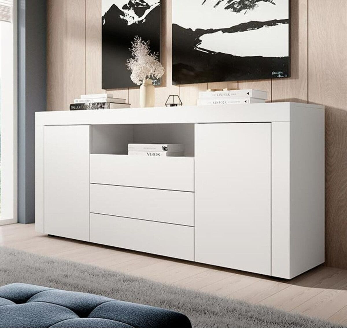 Modern Çekmeceli Konsol ve Şık Depolama Ünitesi | Salon, Oturma Odası ve Yatak Odası İçin Geniş Saklama Alanı Sunan Minimalist Tasarım Mat Beyaz