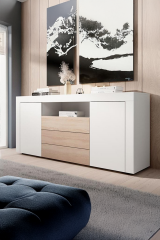 Modern Çekmeceli Konsol ve Şık Depolama Ünitesi | Salon, Oturma Odası ve Yatak Odası İçin Geniş Saklama Alanı Sunan Minimalist Tasarım Mat Beyaz- Sonomo