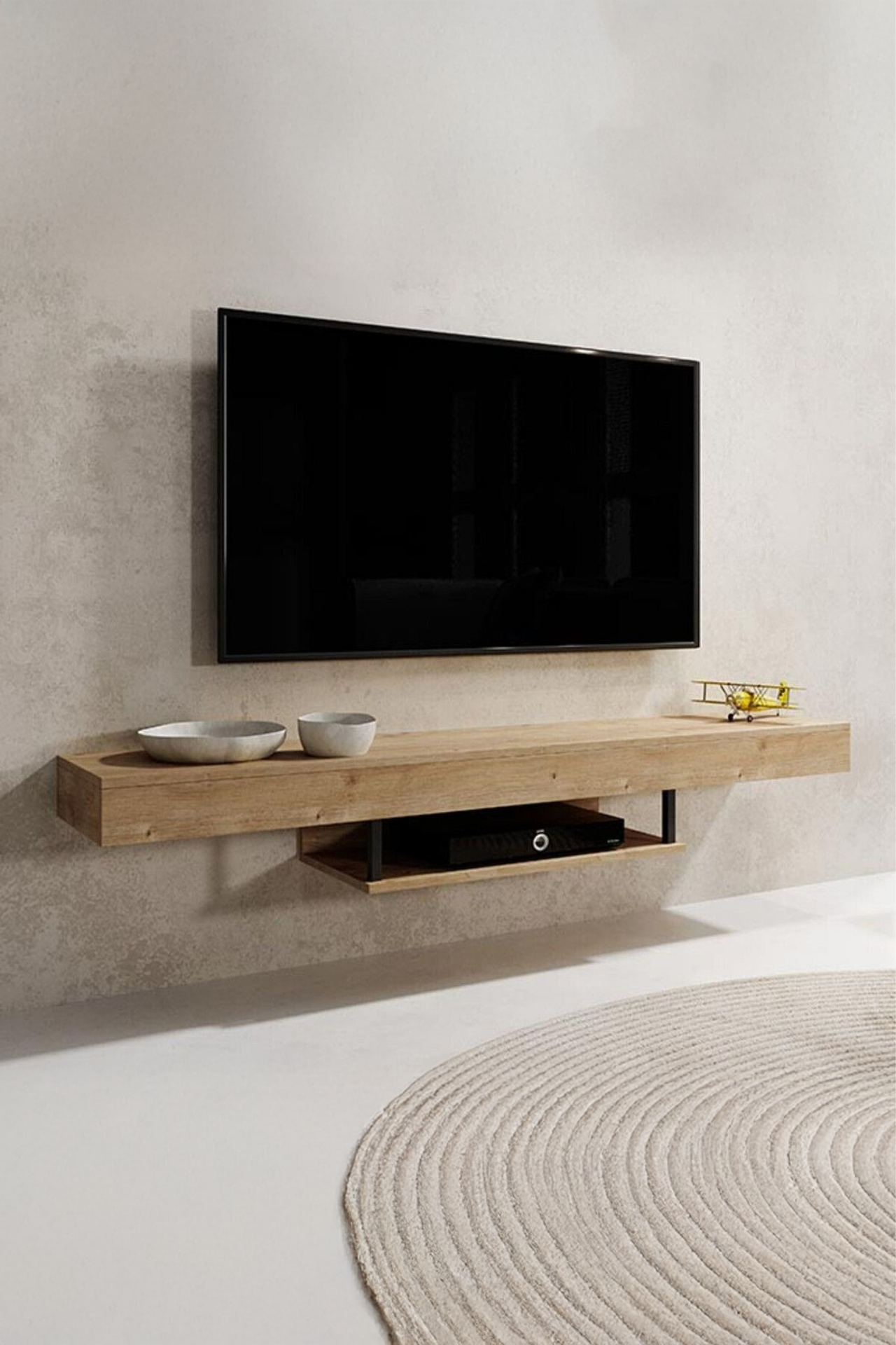 Duvara Monte Modern TV Ünitesi | Minimalist Tasarımlı 150 cm Şık Raflı TV Altlığı | Askılı Konsol Modeli Sonomo