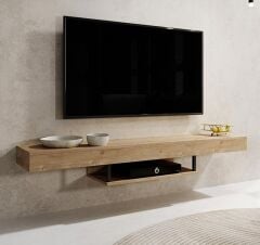 Duvara Monte Modern TV Ünitesi | Minimalist Tasarımlı 150 cm Şık Raflı TV Altlığı | Askılı Konsol Modeli Sonomo