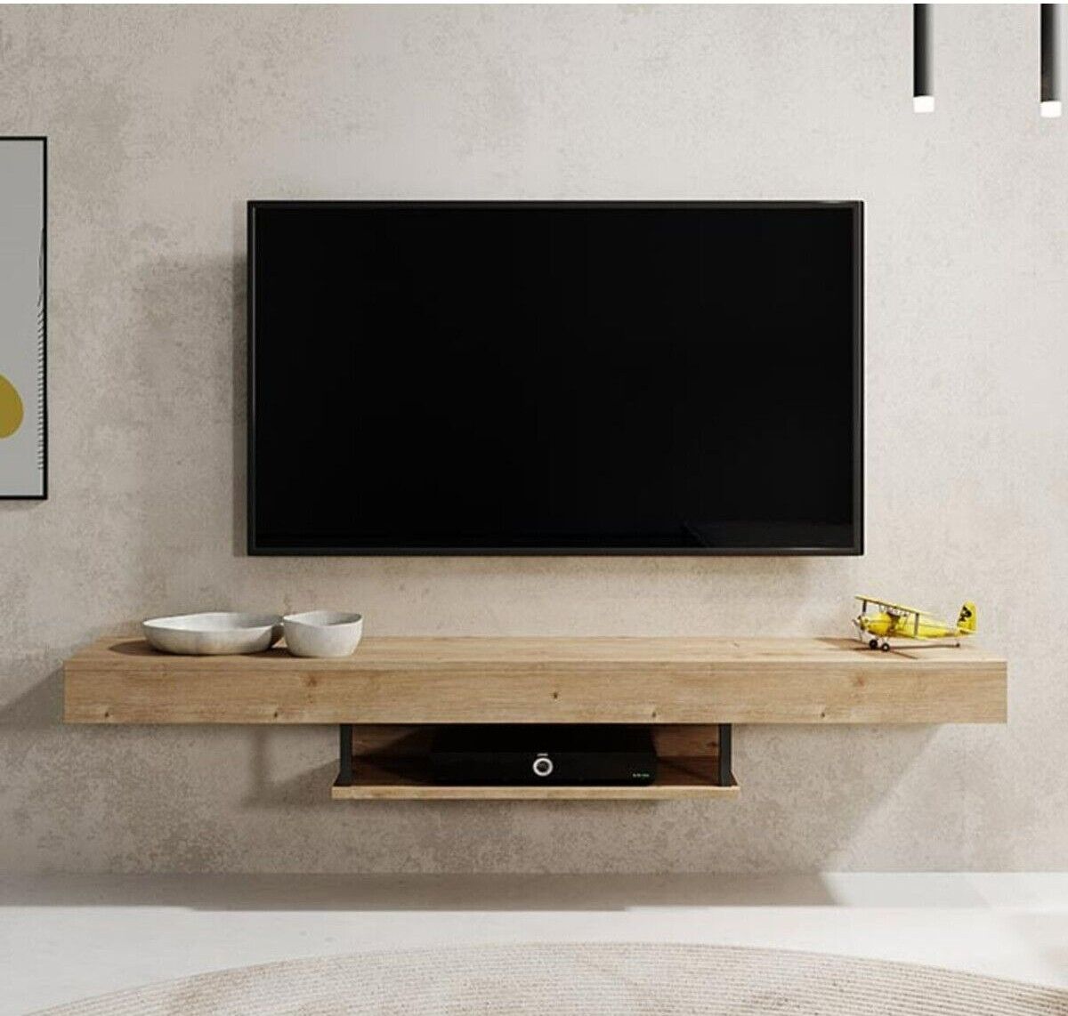 Duvara Monte Modern TV Ünitesi | Minimalist Tasarımlı 150 cm Şık Raflı TV Altlığı | Askılı Konsol Modeli Sonomo
