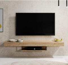 Duvara Monte Modern TV Ünitesi | Minimalist Tasarımlı 150 cm Şık Raflı TV Altlığı | Askılı Konsol Modeli Sonomo