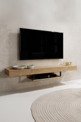 Duvara Monte Modern TV Ünitesi | Minimalist Tasarımlı 150 cm Şık Raflı TV Altlığı | Askılı Konsol Modeli Sonomo