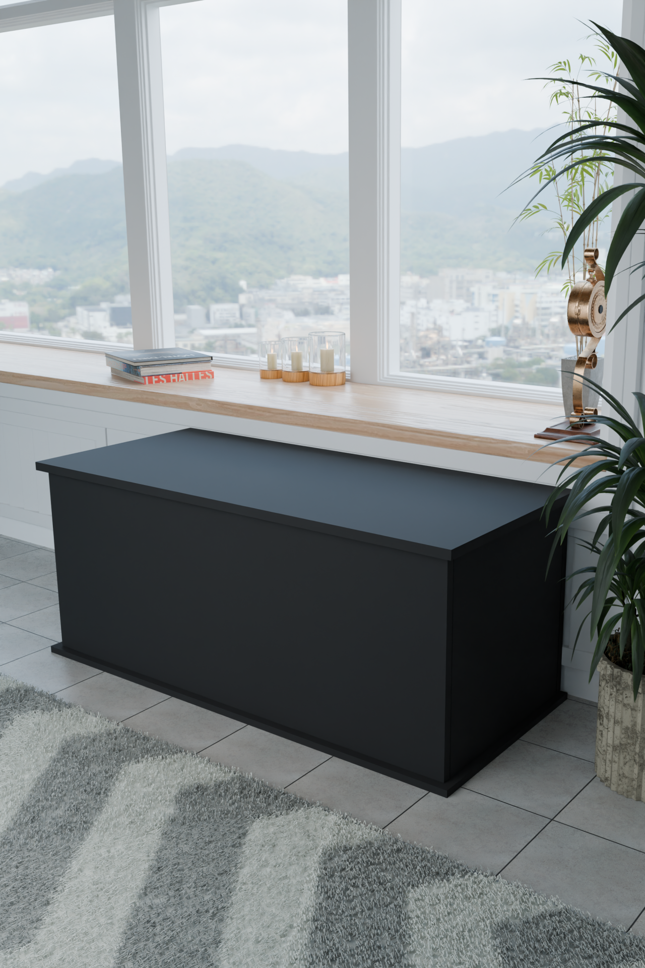 Kapaklı Sandıklı Kedi Tuvalet Kutusu | Pratik ve Hijyenik Mobilya Çözümü | Sandıklı Tasarım ile Estetik Görünüm | Gizli Tuvalet Alanı Siyah