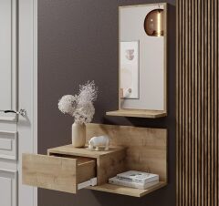 Dekoratif Aynalı Duvara Monte Dresuar | Çekmeceli Modern Giriş ve Antre Ünitesi Safir