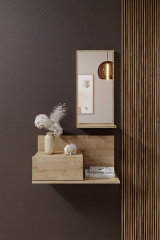 Dekoratif Aynalı Duvara Monte Dresuar | Çekmeceli Modern Giriş ve Antre Ünitesi Safir