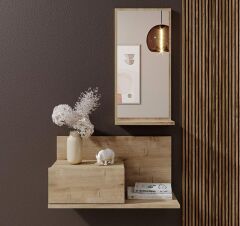 Dekoratif Aynalı Duvara Monte Dresuar | Çekmeceli Modern Giriş ve Antre Ünitesi Safir