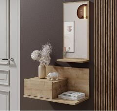 Dekoratif Aynalı Duvara Monte Dresuar | Çekmeceli Modern Giriş ve Antre Ünitesi Safir