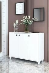 3 Kapaklı Modern Beyaz Ayakkabılık | Portmanto Şık Giriş Dolabı | Çok Raflı Ayakkabı Dolabı