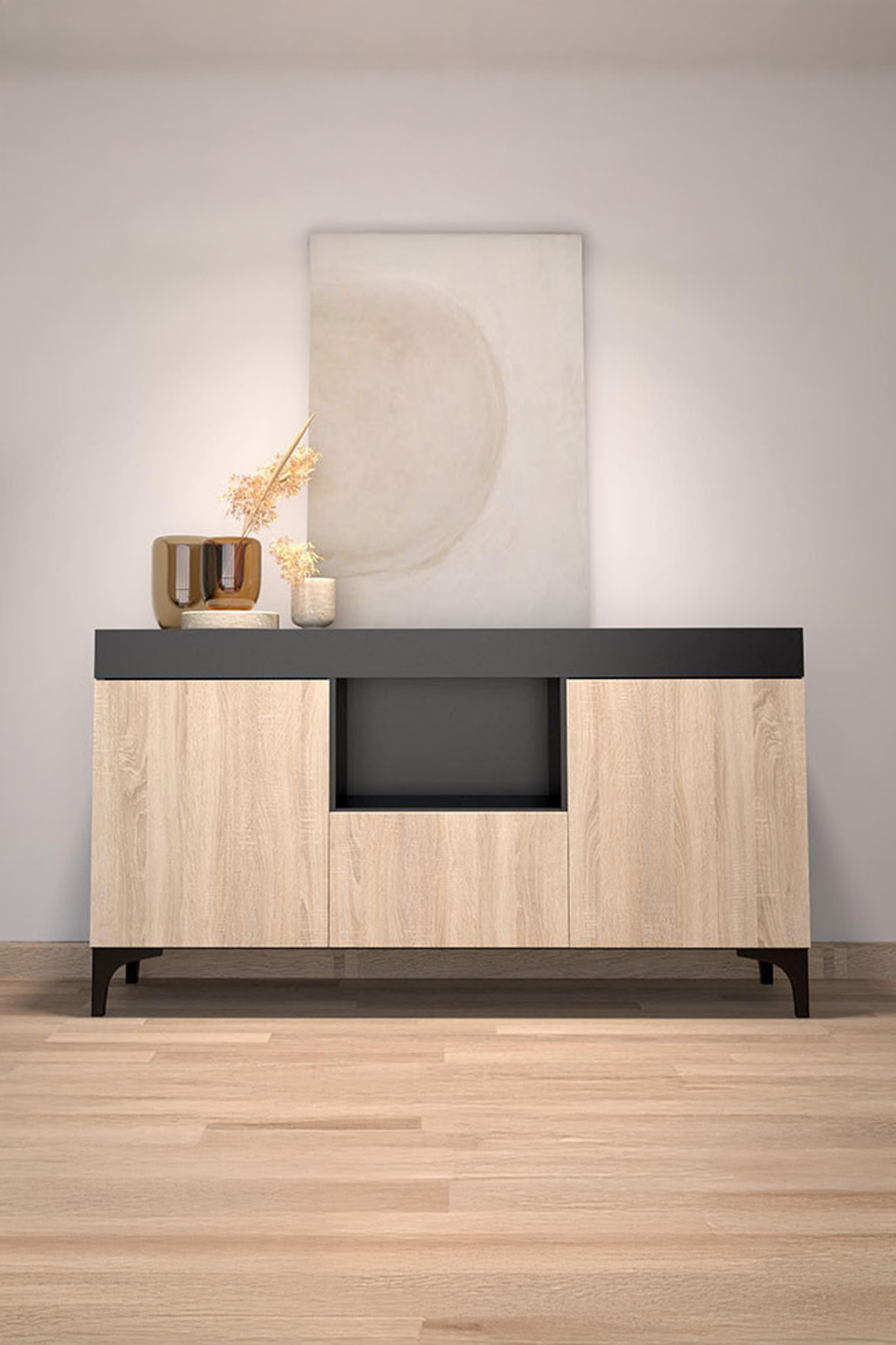 Modern Tasarım Çok Amaçlı Konsol Dolap Kapaklı ve Raflı Depolama Ünitesi Salon, Ofis için Şık Dolap