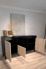 Modern Tasarım Çok Amaçlı Konsol Dolap Kapaklı ve Raflı Depolama Ünitesi Salon, Ofis için Şık Dolap