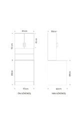 Çamaşır Makinesi Üstü Çok Amaçlı Banyo Dolabı Kapaklı ve Raflı, Depolama Alanı, Modern Tasarım Dolap Beyaz-Sonoma