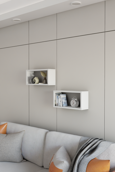 2’li Modern Duvar Rafı Salon Oturma Odası Mutfak Banyo Ofis İçin Çok Amaçlı Duvar Rafı Düzenleyici Beyaz