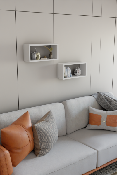 2’li Modern Duvar Rafı Salon Oturma Odası Mutfak Banyo Ofis İçin Çok Amaçlı Duvar Rafı Düzenleyici Beyaz