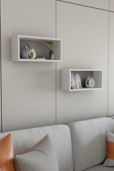 2’li Modern Duvar Rafı Salon Oturma Odası Mutfak Banyo Ofis İçin Çok Amaçlı Duvar Rafı Düzenleyici Beyaz