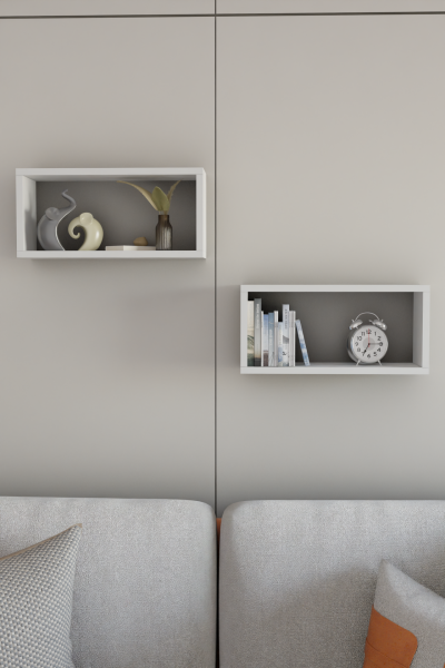2’li Modern Duvar Rafı Salon Oturma Odası Mutfak Banyo Ofis İçin Çok Amaçlı Duvar Rafı Düzenleyici Beyaz