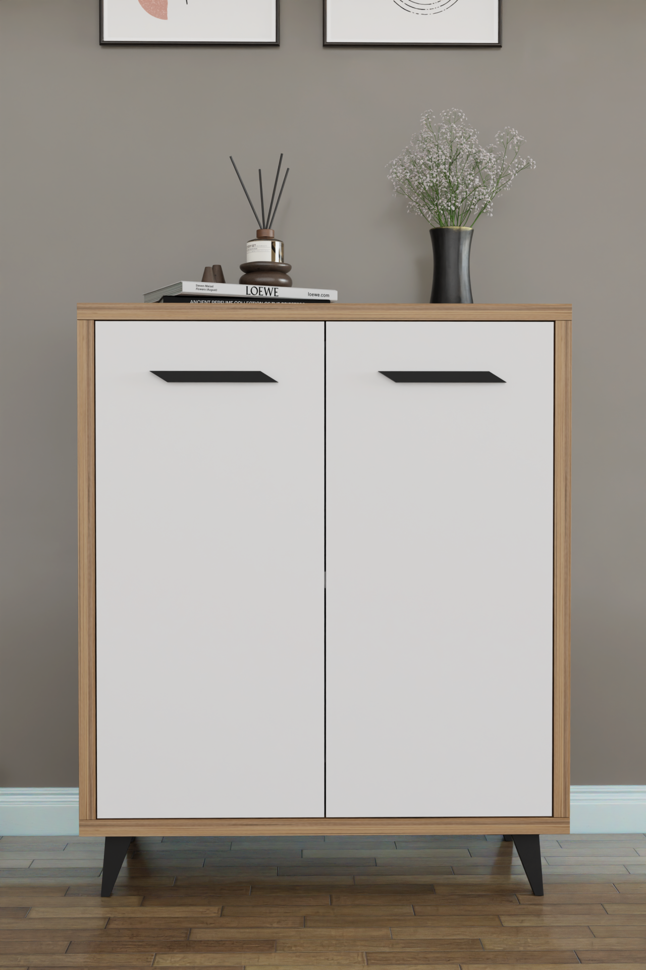 ADA Çok amaçlı Dolap Modern Ayakkabılık & Çok Amaçlı Mutfak/Banyo Dolabı Konsol Çam-Beyaz