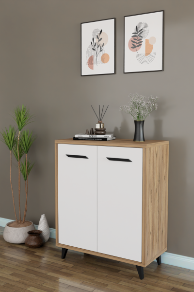 ADA Çok amaçlı Dolap Modern Ayakkabılık & Çok Amaçlı Mutfak/Banyo Dolabı Konsol Çam-Beyaz