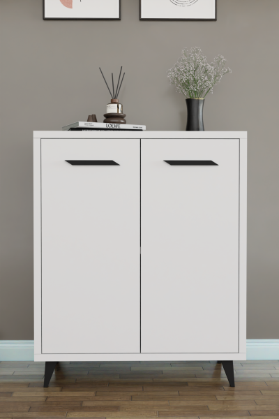 ADA 2 Kapaklı Çok Amaçlı Dolap – Modern Ayakkabılık & Çok Amaçlı Mutfak/Banyo Dolabı Konsol Beyaz