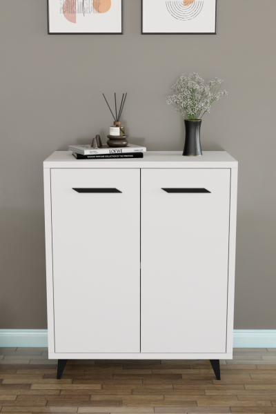 ADA 2 Kapaklı Çok Amaçlı Dolap – Modern Ayakkabılık & Çok Amaçlı Mutfak/Banyo Dolabı Konsol Beyaz