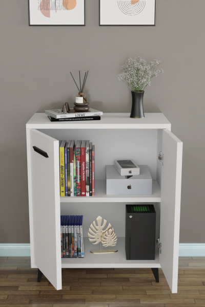 ADA 2 Kapaklı Çok Amaçlı Dolap – Modern Ayakkabılık & Çok Amaçlı Mutfak/Banyo Dolabı Konsol Beyaz