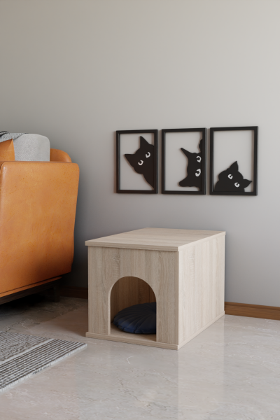 PET Sandık Kapalı Kedi Yatağı Antre Mobilyası Kedi Evi & Kedi Kulübesi – Modern Dekoratif İç Mekan Kedi Yatağı Sonoma