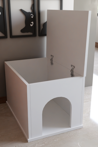 PET Sandık Kapalı Kedi Yatağı Antre Mobilyası Kedi Evi & Kedi Kulübesi – Modern Dekoratif İç Mekan Kedi Yatağı Beyaz