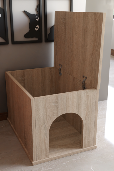 PET Sandık Kapalı Kedi Tuvaleti Dolabı Dekoratif Kapalı Kedi Kum Kabini, Antre Mobilyası Tasarım Sonoma