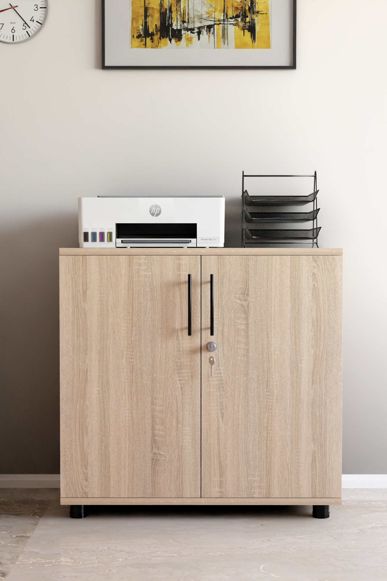 Çok Amaçlı Dolap Ofis Büro Mobilyası Evrak Dolabı Lüks Modern Kapaklı Raf Mobilya Sonoma Organizer