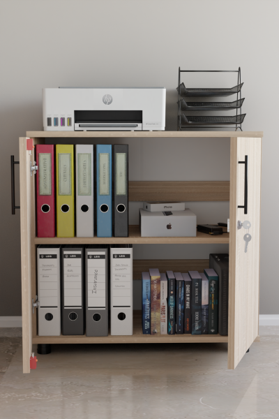 Çok Amaçlı Dolap Ofis Büro Mobilyası Evrak Dolabı Lüks Modern Kapaklı Raf Mobilya Sonoma Organizer