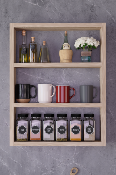 Modern Duvar Rafı 3 Katlı Ahşap Mutfak Rafı,Kahve Köşesi,Çok Amaçlı Mutfak Banyo Salon Duvar Rafı Sonoma