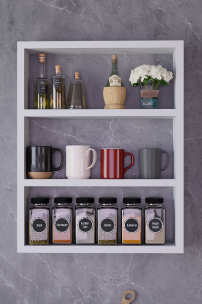 Modern Duvar Rafı 3 Katlı Ahşap Mutfak Rafı,Kahve Köşesi,Çok Amaçlı Mutfak Banyo Salon Duvar Rafı Beyaz