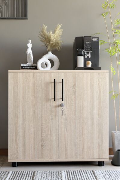 Çok Amaçlı Dolap Kilitli 2 Kapaklı Mutfak Dolabı,Kahve Köşesi Dolabı,Salon,Ofis Dolabı Sonomo