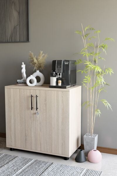 Çok Amaçlı Dolap Kilitli 2 Kapaklı Mutfak Dolabı,Kahve Köşesi Dolabı,Salon,Ofis Dolabı Sonomo