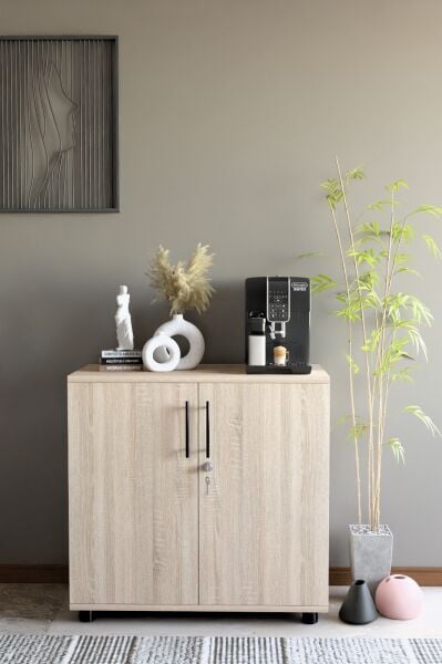 Çok Amaçlı Dolap Kilitli 2 Kapaklı Mutfak Dolabı,Kahve Köşesi Dolabı,Salon,Ofis Dolabı Sonomo