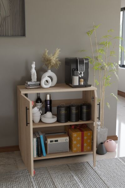 Çok Amaçlı Dolap Kilitli 2 Kapaklı Mutfak Dolabı,Kahve Köşesi Dolabı,Salon,Ofis Dolabı Sonomo