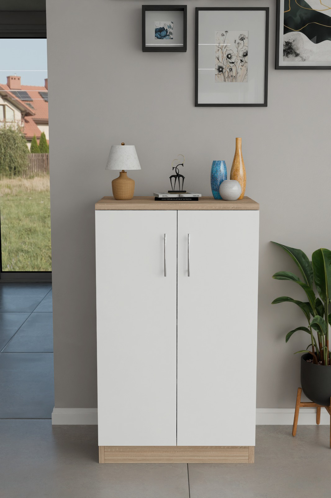 Çok Amaçlı Dolap 2 Kapaklı Raflı Dolap,Ayarlanabilir Raflı Mutfak,Salon,Ofis Dolabı,Ayakkabılık